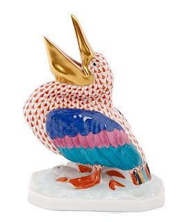 Herend Hand Painted Fishnet Porcelain Pelican