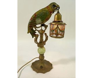 Hubley Art Deco Metal Parrot Lamp