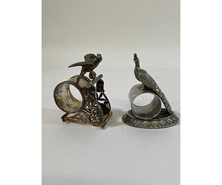 Two Victorian Silver Plate Animal Napkin Rings