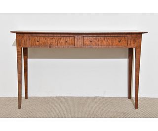 Tiger Maple Two-Drawer Side Table