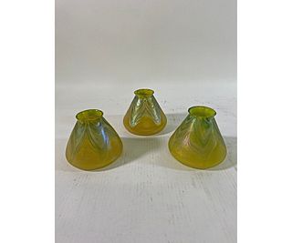 Three Irredescent Glass Shades