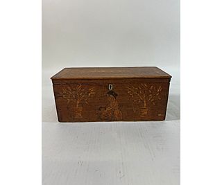 Folk Art Mahogany Sewing Box