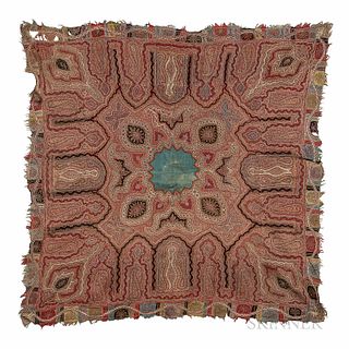 Embroidered Shawl, Kashmir, c. 1870, 5 ft. 6 in. x 5 ft. 5 in.