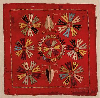 Lakai Silk Embroidery, Central Asia, 19th century, 22 in. x 22 in.