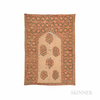 Suzani Prayer Embroidery, Central Asia, c. 1800, 4 ft. 9 in. x 3 ft. 5 in.