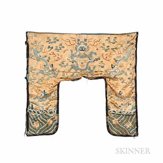 Chinese Silk-on-silk Embroidered Valance, 18th century, 5 ft. 4 in. x 5 ft. 8 in.