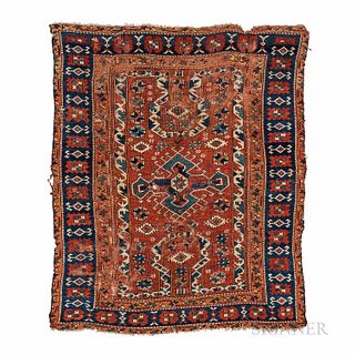 Bergama Area Rug with "Re-entry" Design, western Turkey, early 19th century, 5 ft. 10 in. x 4 ft. 10 in.