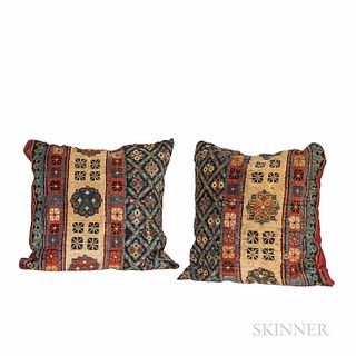 Pair of Pillows from a Talish Rug, Caucasus, c. 1870, each 22 in. x 22 in.