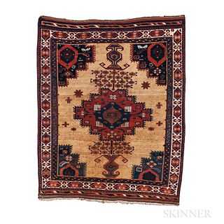 Afshar Rug, Iran, c. 1900, 4 ft. 10 in. x 3 ft. 10 in. 

Provenance: The James Way and Raymond Rosenberg Collection.