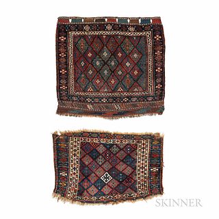 Two Jaf Kurd Bagfaces, western Iran, c. 1900, 3 ft. x 3 ft. 5 in. and 2 ft. 2 in. x 3 ft. 4 in.