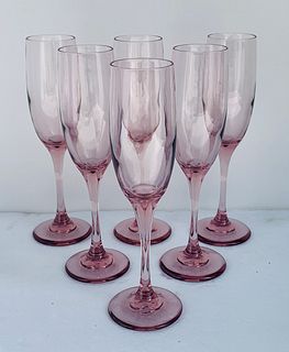 Set of 6 Vintage Champagne Flutes
