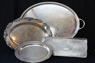 Four Silver Plated Trays