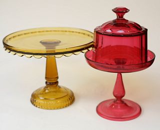 Glass Cake Stand and Covered Compote