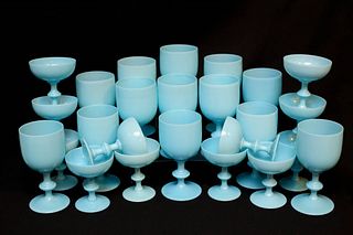 Blue Opaline Milk Glass Stemware