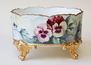 Limoges Painted Porcelain Footed Bowl