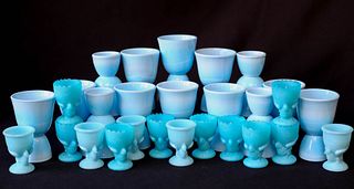Blue Opaline Glass Egg Cups