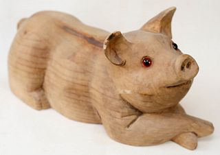 Carved Pine Pig