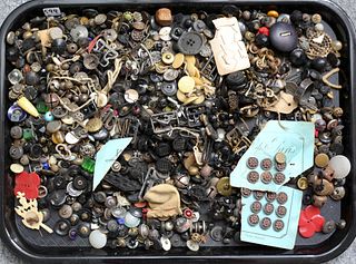 Tray Lot of Vintage and Antique Buttons