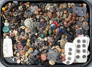 Tray Lot of Antique and Vintage Buttons