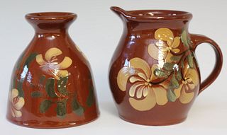 Two Pieces of Eldreth Pottery Redware