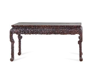 A Chinese Export Carved Hardwood Altar Table