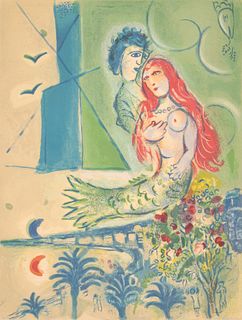 Marc Chagall "Siren with Poet" Lithograph, Signed Edition