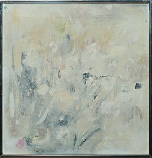 Althea Dodson Tanner (1918-2014, New Orleans), "Snow in Central Park," 1966, oil on canvas, signed, titled and dated en verso, presented in a silver m