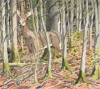 Neil Welliver "Deer" Etching, Signed Edition