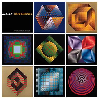 VICTOR VASARELY, Vasarely Progressions, Unsigned, Digital print in binder without print number, 16.1" (41 x 41 cm) each, Pieces: 8