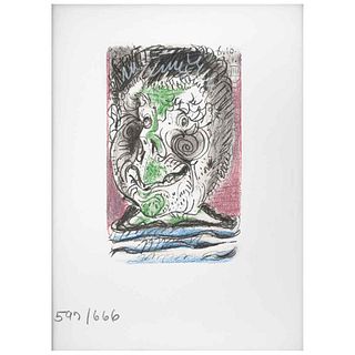 PABLO PICASSO, III, Le Gout Du Bonheur, Unsigned, Dated on plate 6.10.64, Lithography 597 / 666, 6.2 3.9" (16 x 10 cm), Document