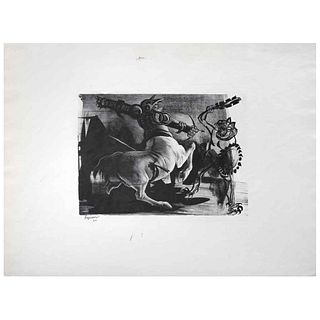 JOSÉ REYES MEZA, Untitled, Signed and dated 62, Lithography without print number, 9 x 11.8" (23 x 30 cm)