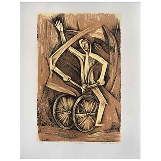 ALFREDO ZALCE, Ciclista, Signed and dated 1992, Serigraph 21 / 30, 17.3 x 11.4" (44 x 29 cm)