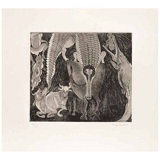 FRANCISCO TOLEDO, Untitled, Signed, Etching, aquatint, roulette and dry point 9 / 25, 6 x 6.8" (15.4 x 17.5 cm)