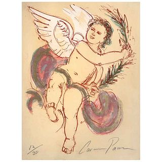 CARMEN PARRA, Angelito II, Signed, Serigraph with gold leaf 12 / 30, 22.4 x 18.5" (57 x 47 cm)