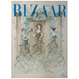 FERNANDO PENHOS ZAGA, Harper's bizzar, Signed and dated 2020 front and back, Stencil intervened lithograph, 27.1 x 21.2" (69 x 54 cm)