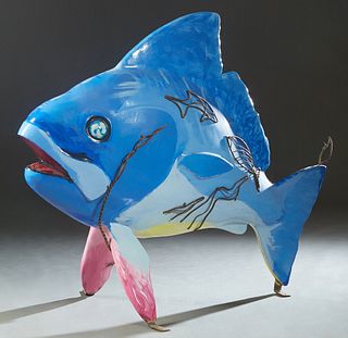 New Orleans Hand-Painted Fiberglass Fish, c. 2000, from the Festival of Fins, New Orleans, painted by a Benjamin Franklin High School representative, 