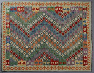 Turkish Kilim Carpet, 5' 1 x 6' 4.
