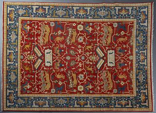 Laristan Hunting Tabriz Carpet , 8' 10 x 12'.
