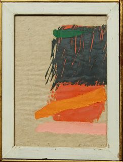 Ida Kohlmeyer (1912-1997, Louisiana), "Portent # 2," 1961, serigraph heightened with oil on rice paper, pencil signed and dated lower right "Kohlmeyer