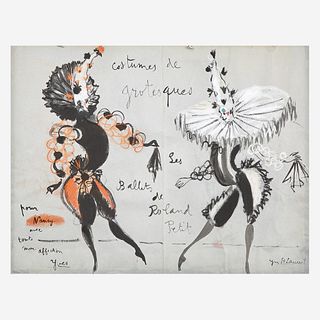Yves Saint Laurent (French, 1936-2008) Costumes de Grotesques Les Ballets de Roland Petit [with additional fashion drawing verso]