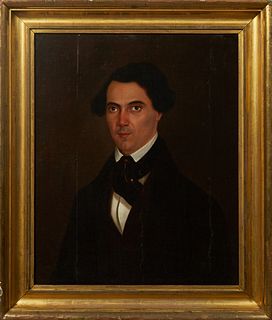 Louisiana School, "Portrait of a Creole Gentleman," 19th c., oil on canvas, unsigned, presented in a gold leaf frame, H.- 23 1/2 in., W.- 19 in., Fram
