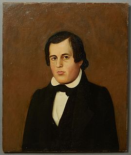 Southern School, "Portrait of a Gentleman," 19th c., oil on canvas, possibly Gabriel Aime, unsigned, unframed, H.- 28 in., W.- 23 in. Provenance: Prop