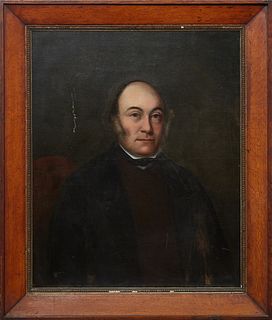 American School, "Portrait of an Older Gentleman," 19th c., oil on canvas, unsigned, presented in a wood frame, H.- 28 1/4 in., W.- 22 1/2 in., Framed