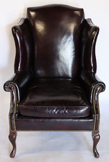 Antique Leather wing Chair & A Club Chair &