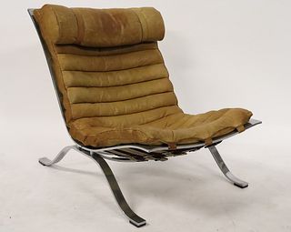 Midcentury Arne Norell "Art" Chrome Lounge Chair.