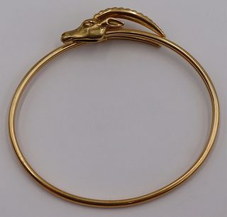 JEWELRY. 14kt Gold Bypass Form Antelope Bracelet.
