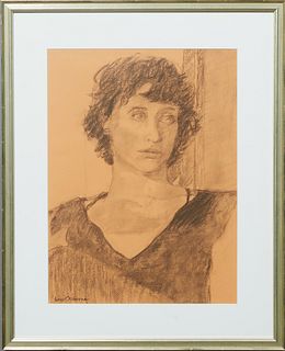 Lois Osborne, "Full of Life," 2009, charcoal, signed lower left, presented in a silvered frame, H.- 15 1/4 in., W.- 11 1/2 in.