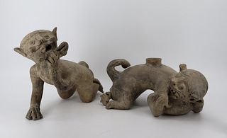 2 Antique Pre Columbian? Pottery Animal Figures