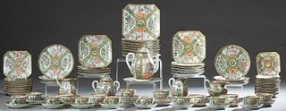 Ninety-Three Piece Assembled Group of Chinese Rose Medallion Dinnerware, early 20th c., consisting of 10 small coffee cups, 6 large tea cups, 14 small