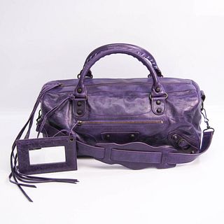 Balenciaga Twiggy 128523 Women's Leather Handbag,Shoulder Bag Purple BF529287